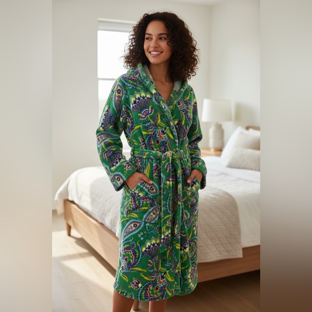 Retired Vera Bradley Green Paisley Robe sz S/M